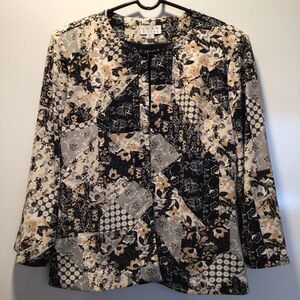 Joan Rivers Size M Floral Jacket Open Style Patchwork Casual Uplevel Dressy
